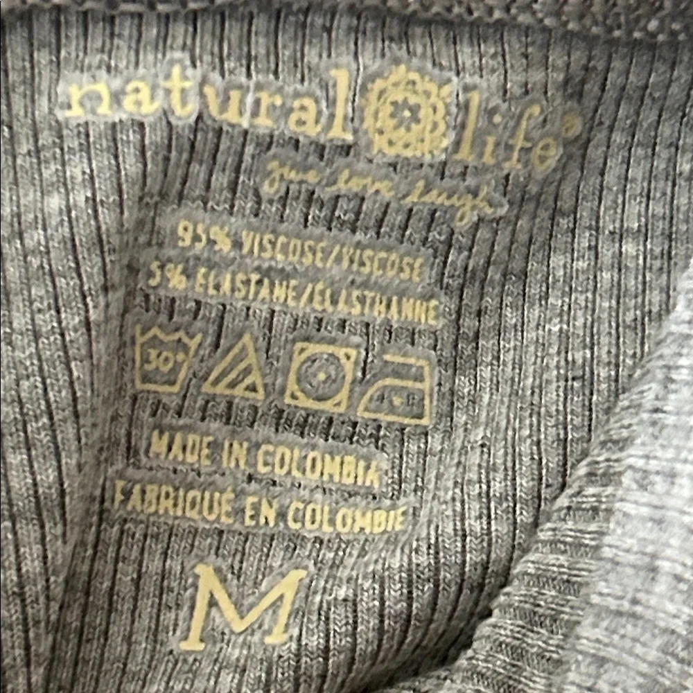 Natural Life Girls' Gray Ribbed PullOn Leggings stretchy viscose elastane size M